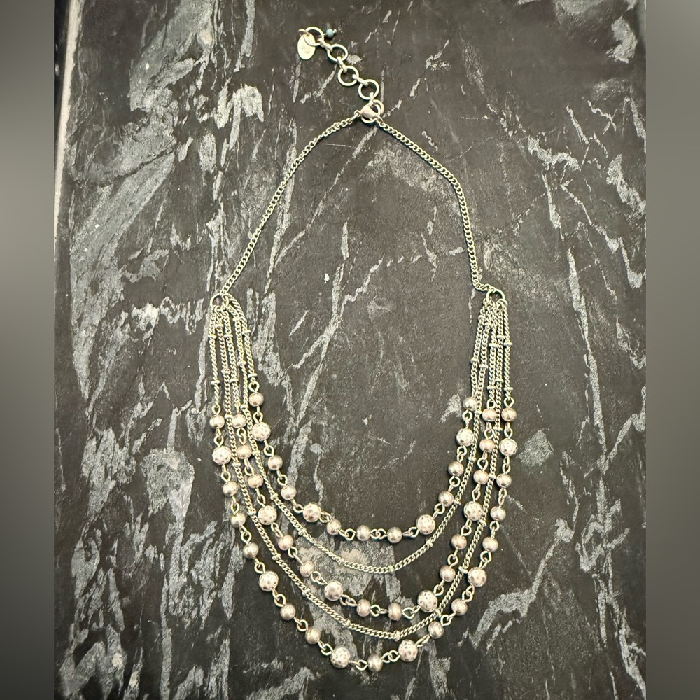 Nine West Vintage America Silver toned Multi-Layer Necklace, 16-18 inches